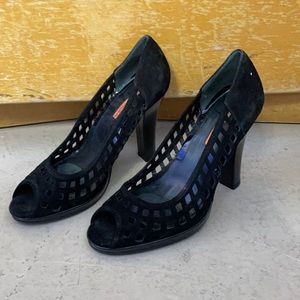 Via Spiga black velvet chunky heels 8m